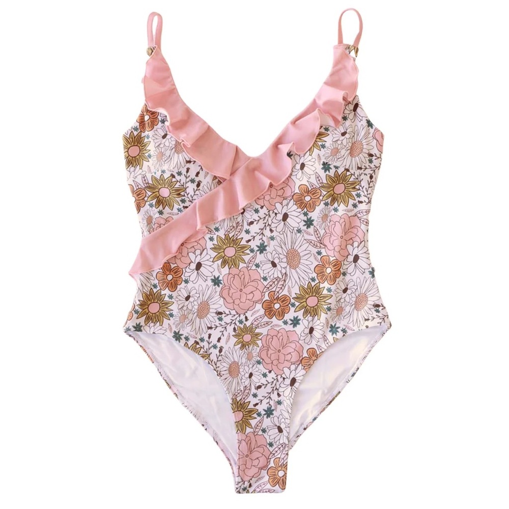 Caden Lane Pink Floral One Piece Swimsuit